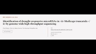 Identification of drought-responsive microRNAs in Medicago truncatula by genome-wide ... | RTCL.TV