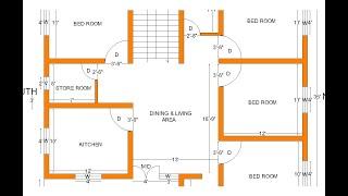 4 bed room east facing house plan | 35x40 east face 4bhk house plan | 40x35 east face ghar ka naksha