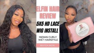  Melted HD Lace Wig Tutorial  5x5 HD Indian Curly Hairstyle, Try This!#Elfinhair Review