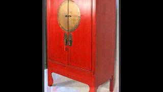 Chinese Antique Wedding Cabinet with Brass Zodiac Medallion _bk0010y.wmv