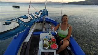 Uzo table on a boat