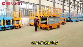 12M Battery Powered Manual Towed Scissor Lift,Electric Movable Hydraulic Lifting Platform