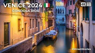 VENICE 2024. Gondola Ride Through The Floating City’s Canals. 4K60fps Walking Tour.