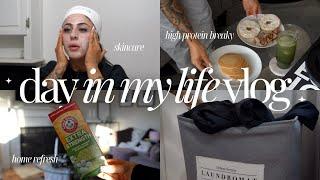 VLOG | *realistic* slow morning routine, high protein breaky, updated skincare, home refresh + more