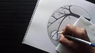 Drawing a circle scenery easy drawing || Ashraful dreams drawing