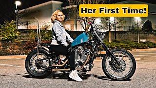 Teaching her how to ride a Motorcycle. Episode 1 Vlog Honda Shadow Bobber