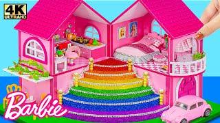 Build Luxury Miniature Barbie Dream House With Rainbow Stairs From Cardboard DIY Miniature House