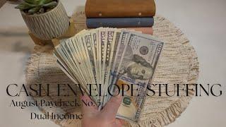 Cash Envelope Stuffing | August Paycheck No. 5 | $1150 | Dual Income | Debt Free Journey | Budgeting