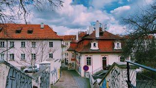 PRAGUE HIDDEN STREETS - Spring Walk 4K - Relaxing City Ambience - Virtual Tour HDR ASMR