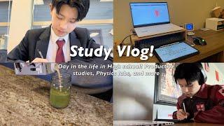 High School Study Vlog! Day in my life, exam studies, physics labs, productivity, and more!