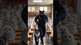 Black Cat gets bullied for being skinny  #cat #ai #funny #fyp #sad #bully #weightlifting #cute