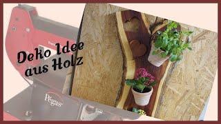 Deko Idee aus Holz / Holzstele / Holzbrett mit Blumendeko