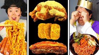 Spicy Carbo Buldak Noodles with FRIED WHOLE CHICKEN WITH CHEESE POWDER (PRINKLE)  Mukbang Asmr