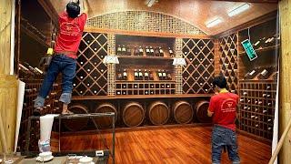 Mẫu Tranh 3D Dán Tường Phòng Hầm Rượu Cho Nhà Hàng Sang Trọng.