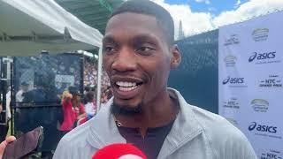 Fred Kerley Explains Why He Wore Puma Spikes and Slipping in the Blocks at NYC 100m Dash