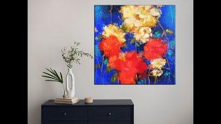 Abstract Flower Painting on Canvas / #005  MariArtHome