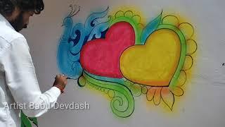 Love Symbol Marriage Art ||Wedding Wall Painting || New Design Saadi Art || Artist Babudevdash #47