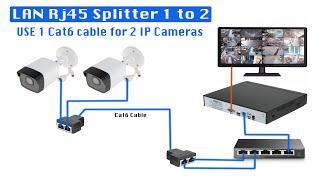 1 LAN Cable Convert & Connect to 2 IP Cameras using Rj45 Splitter/Coupler