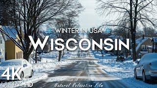 Wisconsin, USA 4K UHD - Winter Wisconsin, Scenic Relaxation Film With Beautiful Relaxing Music