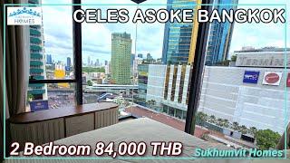 NEW Luxury Corner Condo CELES Asoke Bangkok 2 Bedroom 84,000 THB Monthly