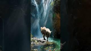  Mountain Goats in the Waterfall Spray #wildlife #animals #nature