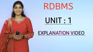 RDBMS || UNIT 1 || FULL EXPLAINATION || 10 MARKS || O.U || SEMESTER - 3 ||  PASS‎ ||@shivanipallela