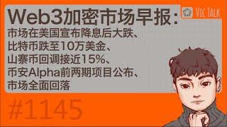 Web3加密市场早报：市场在美国宣布降息后大跌、比特币跌至10万美金、山寨币回调接近15%、币安Alpha前两期项目公布、市场全面回落【Vic TALK 第1145期】