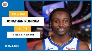 JONATHAN KUMINGA 11 PTS, 8 REB, 2 AST, 1 BLK, 2 STL vs IND | 2023-2024 GSW | Player Full Highlights