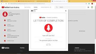 How to get completion letter from Youtube |Youtube Creator Academy|