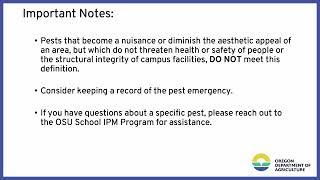 ODA School IPM Module: Pest Emergency