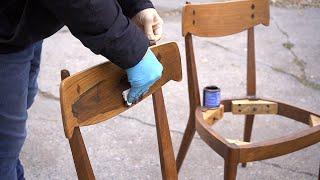 Repairing and Refinishing Mid Century Chairs From A Church Sale | Furniture Restoration