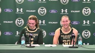 Colorado State Basketball (W): F (L) and H. Ronsiek (R) Post Game (Wyoming, 24-25)