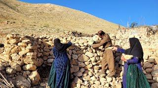 Building a stone house for a calf. #Nomadic life. #Iran