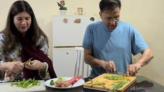 COOKING AND EATING DINNER TOGETHER 