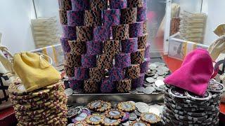 Huge tower of poker chips Coin Pusher