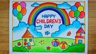 Children's Day Drawing/Happy Children's Day Drawing/How To Draw Children's Day Poster Drawing Easy