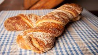 Twisted olive bread recipe! Without kneading! Bread recipe for beginners