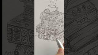 Tea and Books  drawing ️️ #shorts#pencilart#art #penciledrawing#artist