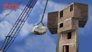 Fastest House Extremely Dangerous Building Demolition Skills By Crane Wrecking Ball