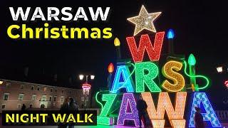 Warsaw Poland Most Magical Christmas Market 2024 - Night Walking Tour 4k