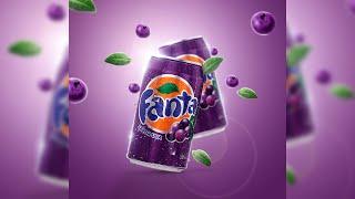 Product Manipulation Poster design in Photoshop tutorial for Social Media Design FANTA blueberry