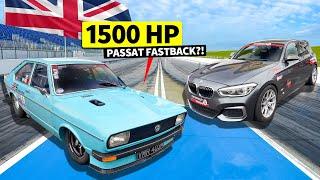 LS-swapped Twin Turbo “Passat” drag races 1200hp AWD BMW M140i