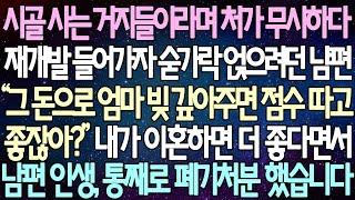 (반전 사연) 시골 사는 거지들이라며 처가 무시하다 재개발 들어가자 숟가락 얹으려던 남편 내가 이혼하면 더 좋다면서 남편 인생, 통째로 폐기처분 했습니다 /사이다사연/라디오드라마