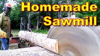 Homemade Circular Sawmill, 52" Blade Rips Through a Log