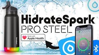 HidrateSpark Pro Steel ULTIMATE Smart Water Bottle with Apple Health Integration - Track Hydration!