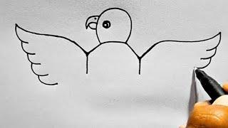 How to draw Parrot From Letter YY | Parrot Drawing Easy | Bird Drawing / Flying Parrot Drawing