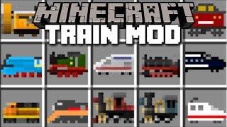 Minecraft TRAIN MOD / RIDE AND TRAVEL ON FAST SPEED TRAINS!! Minecraft