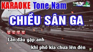 Chiều Sân Ga Karaoke Tone Nam Bolero | Nhạc Sống Thanh Ngân