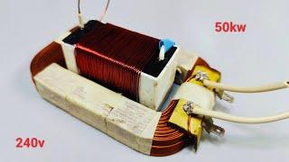 How to turn microwave coils into 50kw super strong generator at home Using Capacitor