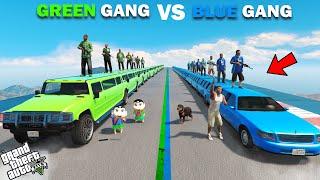 Franklin Blue Gang VS Shinchan Green Gang Longest Car Challenge In GTA 5!